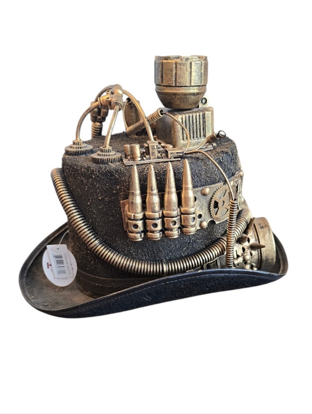 Steampunk Victorian Industrial Gold Black Felt Top Hat - Picture 5 of 11